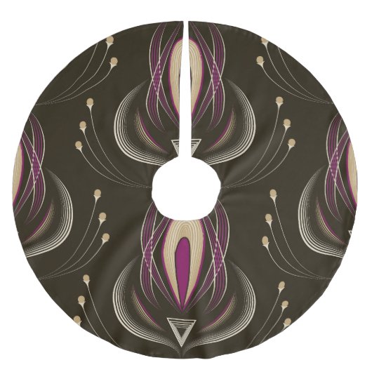 Blumenwelle Vintag Stilvoller Hintergrund Polyester Weihnachtsbaumdecke (Vorderseite)