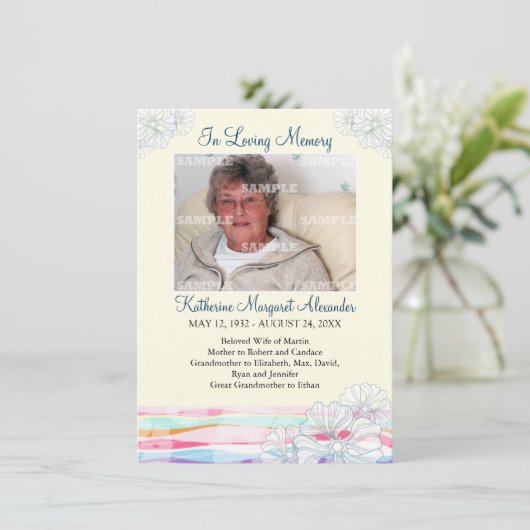 Blumenwellen-Denkmal-Mitteilung Einladung (Stehend Vorderseite)