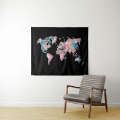 Blumenweltkarte Wandteppich (Beispiel (Horizontal))