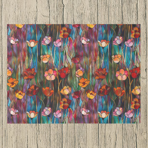 Blumenwiese Art Nouveau Faux-Buntglas Seidenpapier