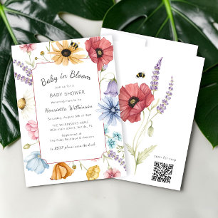 Blumenwiese Biene Baby Shower Scan RSVP Einladung