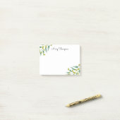Blumenwiese Grün Monogramm Name Post-it Klebezettel (Auf Schreibtisch)