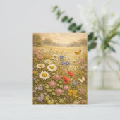 Blumenwiese im Vintage-Stil Postkarte (Stehend Vorderseite)