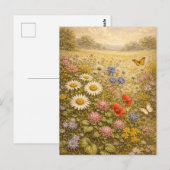 Blumenwiese im Vintage-Stil Postkarte (Vorne/Hinten)