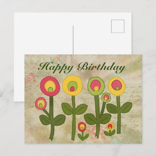 Blumenwiese Postkarte (Vorne/Hinten)