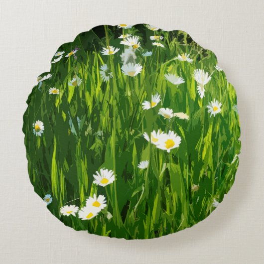 Blumenwiese Rundes Kissen (Vorderseite)