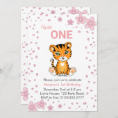 Blumenwild Niedlich 1 Tiger Einladung zum 1. Gebur (Vorne/Hinten)