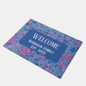Blumenwillkommen Personalisierte Letzte Name Türma Fußmatte (Schrägansicht)