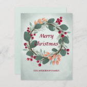 Blumenwinterkranz Weihnachtsbeeren Mitteilungskarte (Vorne/Hinten)