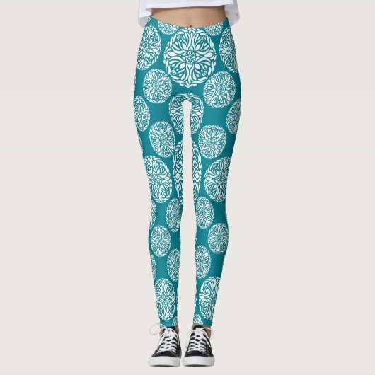 Blumenwinterschneeflocke Leggings (Vorderseite)