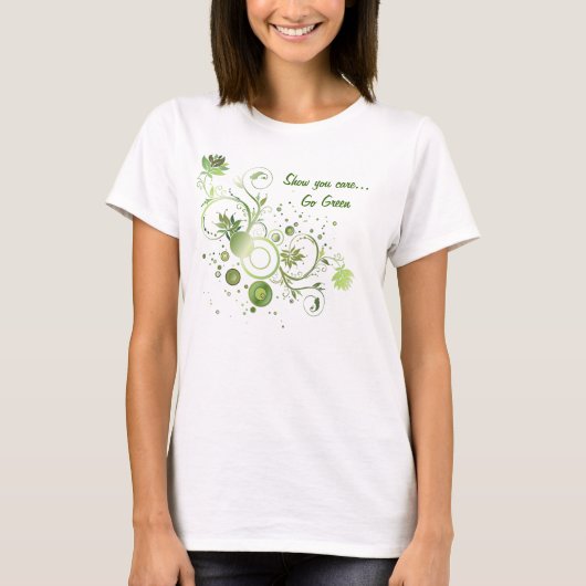 Blumenwirbel Abstrakt Go Green Earth Day T-Shirt (Vorderseite)