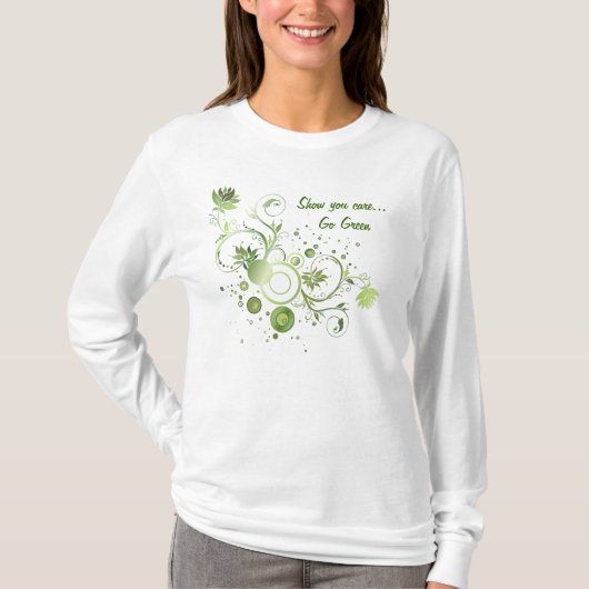 Blumenwirbel Abstrakt Go Green Earth Day T-Shirt (Vorderseite)