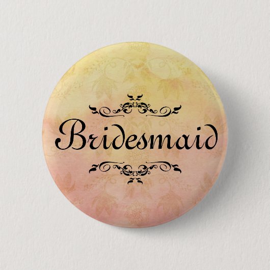 Blumenwirbel Border Bridesmaid Button (Vorderseite)