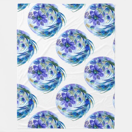 Blumenwirbel Fleecedecke (Vorderseite)