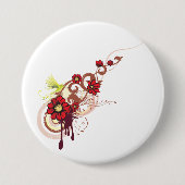 Blumenwirbel mit roten Blume und Hummingbird Button (Vorderseite)