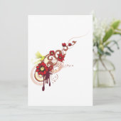 Blumenwirbel mit roten Blume und Hummingbird Einladung (Stehend Vorderseite)