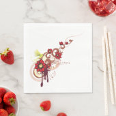 Blumenwirbel mit roten Blume und Hummingbird Serviette (Beispiel)