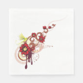 Blumenwirbel mit roten Blume und Hummingbird Serviette (Vorderseite)