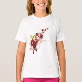 Blumenwirbel mit roten Blume und Hummingbird T-Shirt (Vorderseite)