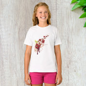 Blumenwirbel mit roten Blume und Hummingbird T-Shirt