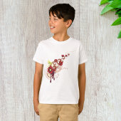 Blumenwirbel mit roten Blume und Hummingbird T-Shirt