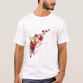 Blumenwirbel mit roten Blume und Hummingbird T-Shirt (Vorderseite)