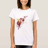 Blumenwirbel mit roten Blume und Hummingbird T-Shirt (Vorderseite)