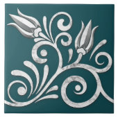 Blumenwirbel Nahtlose Grenze - weißer Marmor Fliese (Vorderseite)