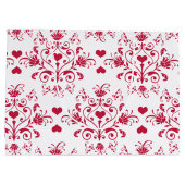 BlumenWirbel und Herzen Geschenk Valentines Große Geschenktüte (Rückseite)