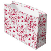 BlumenWirbel und Herzen Geschenk Valentines Große Geschenktüte (Rückseite Schrägansicht)