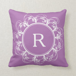 BlumenWirbels-Monogramm-lila Kissen