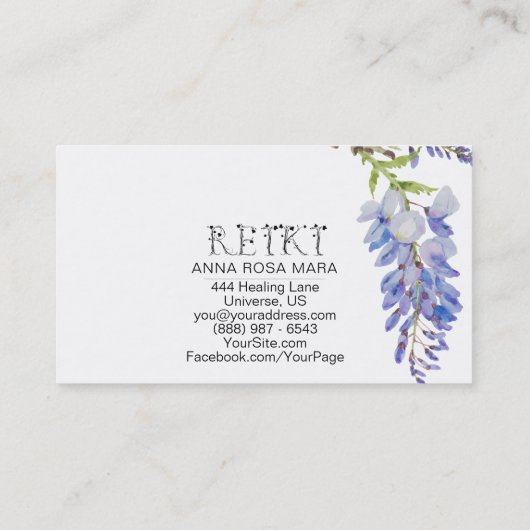 *~* Blumenwisteria-BlumeWatercolor REIKI Visitenkarte (Rückseite)