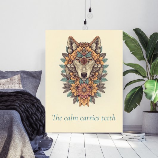 Blumenwolf Boho-Zitat Wandkunstposter Poster