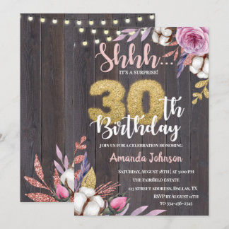 Blumenwolle Überraschung 30. Geburtstag Einladung