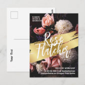 Blumenworkshop Schwarz Gold Postkarte (Vorne/Hinten)