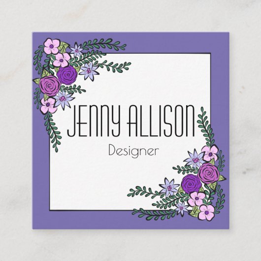 Blumenwreath-Geschäfts-Karte Quadratische Visitenkarte (Vorderseite)