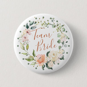 Blumenwreath, grünes Blätter, Polkapunkte Team Button