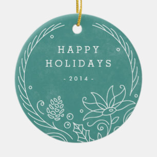 Blumenwreath-Keramik-Verzierung - Türkis Keramikornament