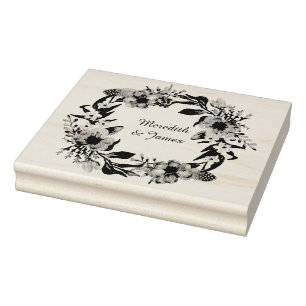 Blumenwreath mit Blätter und Sprigs Gummistempel