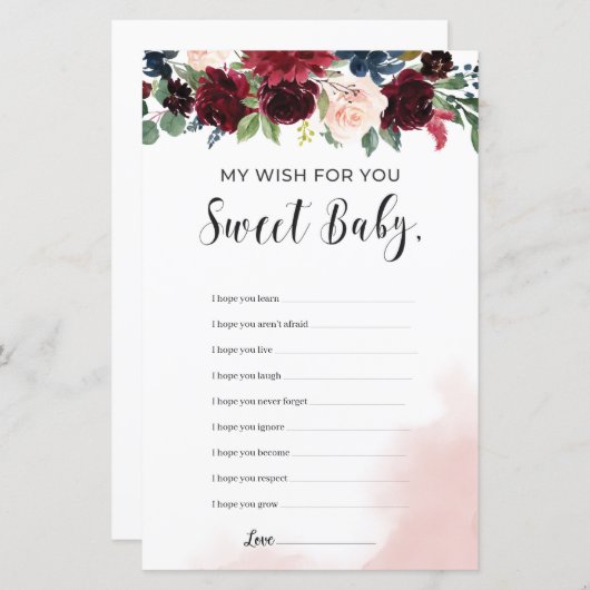 Blumenwünsche der Burgunder Marine für das Babyspi (Vorne/Hinten)