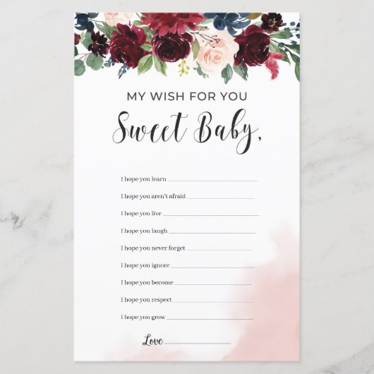 Blumenwünsche der Burgunder Marine für das Babyspi (Vorderseite)