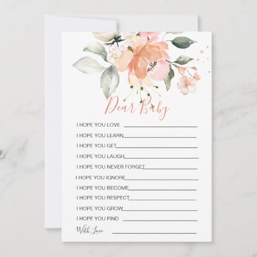 Blumenwünsche für Baby Shower Game Einladung (Vorderseite)