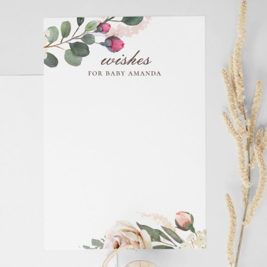 Blumenwünsche für das Baby. Rose Begleitkarte