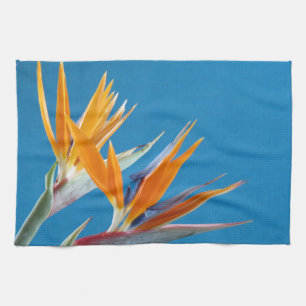 Blumenwürfel in Blau und Orange Handtuch