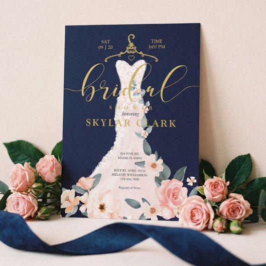 Blumenzahn Brautdusche der Marine Einladung