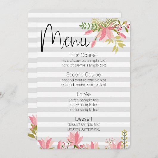 Blumenzange | Garden Party Themenmenü Einladung (Vorne/Hinten)