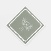 Blumenzange Grüne Botanische Scallope Serviette (Ecke)