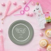 Blumenzange Grüne Scallope Pappteller (Party)