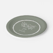 Blumenzange Grüne Scallope Pappteller (Schrägansicht)