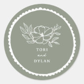 Blumenzange Grüne Scallope Runder Aufkleber (Vorderseite)